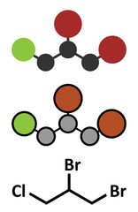 Dibromochloropropane (DBCP) soil fumigant molecule. 