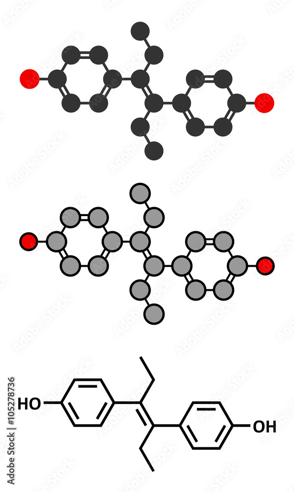 Sticker Diethylstilbestrol (DES, stilboestrol) synthetic estrogen molecule