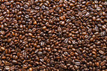 Roasted coffee beans background texture.
