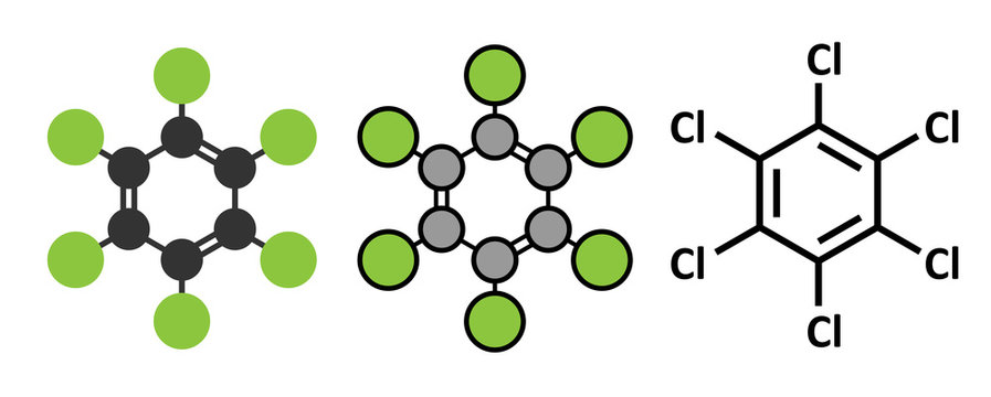 Hexachlorobenzene (perchlorobenzene, HCB) banned fungicide molecule
