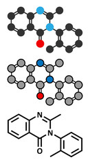 Methaqualone recreational drug molecule.