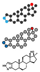 Stanozolol anabolic steroid drug molecule.