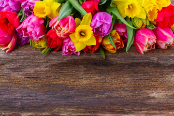 bouquet of   tulips and daffodils