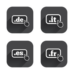 Top-level domains signs. De, It, Es and Fr.