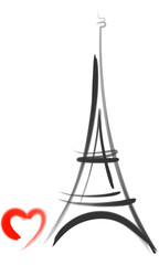 Eiffel Tower with heart vector