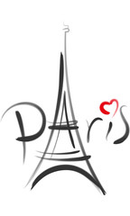 Fototapeta na wymiar Eiffel Tower Paris with heart vector