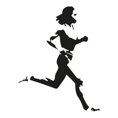 Fototapeta na wymiar Running woman, abstract isolated illustration
