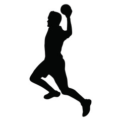 Fototapeta na wymiar Handball player vector silhouette, side view