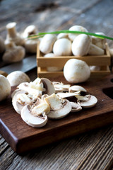 Fresh  white button mushrooms