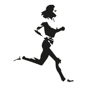 Running woman, abstract isolated illustration