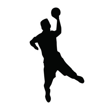 Shooting handball player vector isolated silhouette