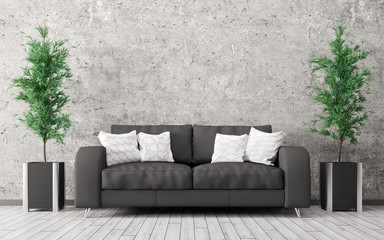 Modern interior of room with sofa 3d render
