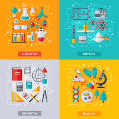 Flat design vector concepts, education and science