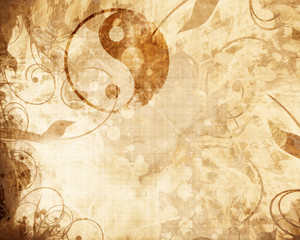 Grunge yin yang symbol background. - obrazy, fototapety, plakaty