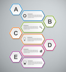 Abstract 3D hexagon business options infographics template.