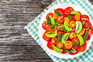 fresh tomato salad, close-up, top view