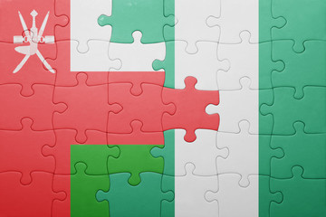 puzzle with the national flag of saudi arabia and nigeria