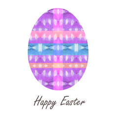 Colorful single easter egg with beautiful  color abstract pattern. Isolated on white background - graphic illustration.