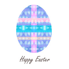 Colorful single easter egg with beautiful  color abstract pattern. Isolated on white background - graphic illustration.