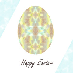 Colorful single easter egg with beautiful  color abstract pattern. Isolated on white background - graphic illustration.