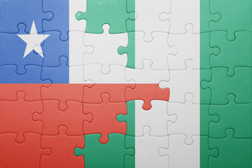 puzzle with the national flag of chile and nigeria