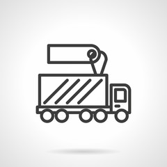 Shipping truck sale black line design vector icon