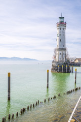 lake constance Bodensee and alps with blue sky and clouds in Bavaria, Germany