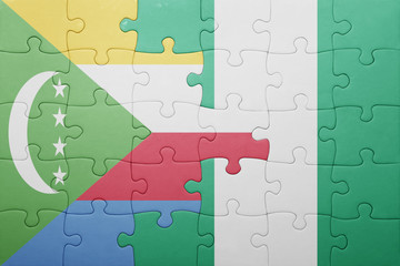 puzzle with the national flag of comoros and nigeria