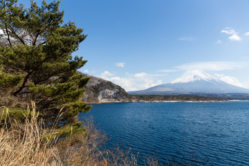 Lake Motosu and fujisan