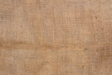 Flat old jute fabric material background