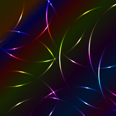 Colorful neon laser crossed curves, multicolor background