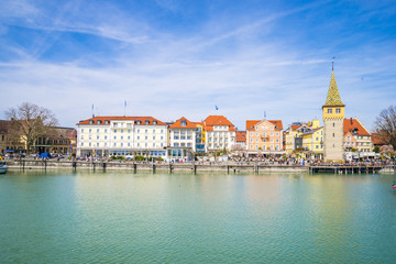 Fototapeta na wymiar Lindau harbour, Lake Constance (Bavaria, Germany),
