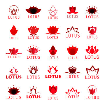 Lotus Icons Set - Isolated On White Background - Vector illustration, Graphic Design. For Web, Websites, Print, Presentation Templates, Mobile Applications And Promotional Materials