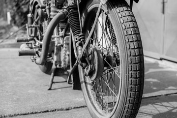 Fototapeta na wymiar Photoshoot of old rusty vintage motorcycle