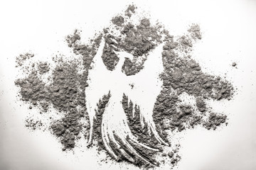 Phoenix bird illustration, rebirth in the ash