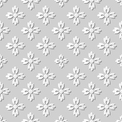Vector damask seamless 3D paper art pattern background 367 Cross Flower
