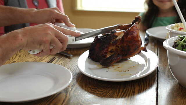 Cutting up chicken