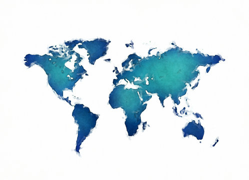 World map digital painting