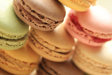 Macarons in pastel colors