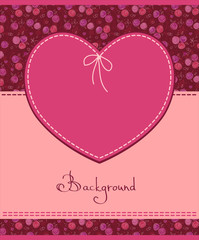 Vector pink heart textile label