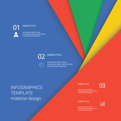 Infographics template on colorful material design vector background.