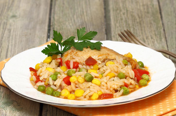Chicken with Rice and vegetables
