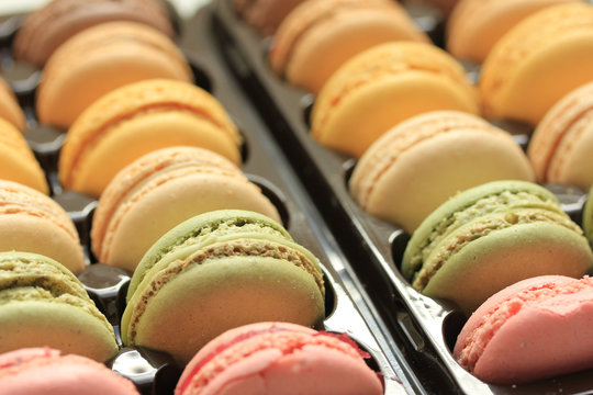 Macarons in a tray