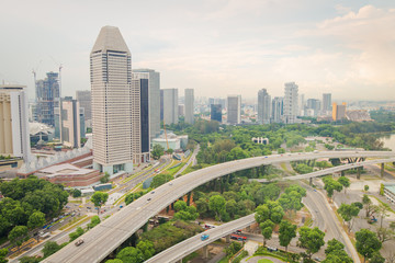 Naklejka na ściany i meble Виды на Сингапур с колеса обозрения