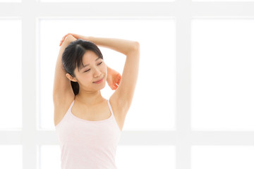 attractive asian woman exercise image