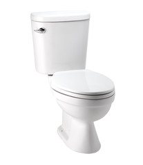 White toilet bowl bowl in a bathroom, photo image with clip path