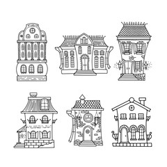 Set of cute doodle houses.