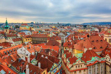 Naklejka na ściany i meble Traditional red roofs of Prague