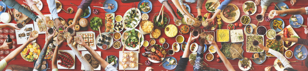 Friends Happiness Enjoying Dinning Eating Concept