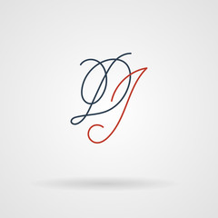 Orante lined letter inscribed in Art Nouveau style. Calligraphic signature.